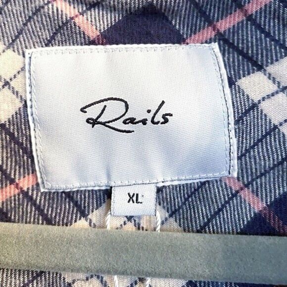 Rails Women’s NWT Willow Ruffle Sleeve Flannel Button-Up Shirt Size XL Plaid New - Picture 7 of 11